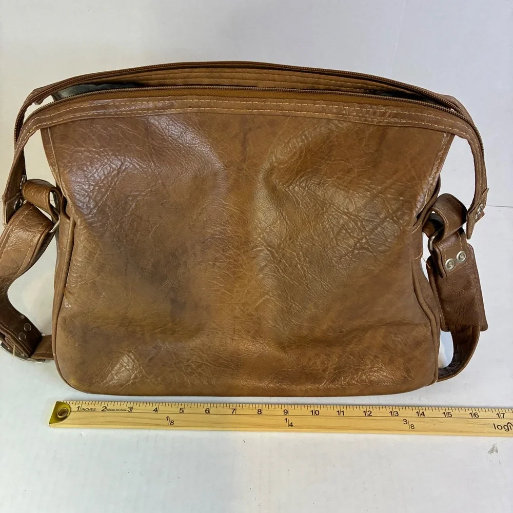 Samsonite Silhouette II Vintage Brown Faux Leather Messenger Bag Carry On Mens - Picture 6 of 16